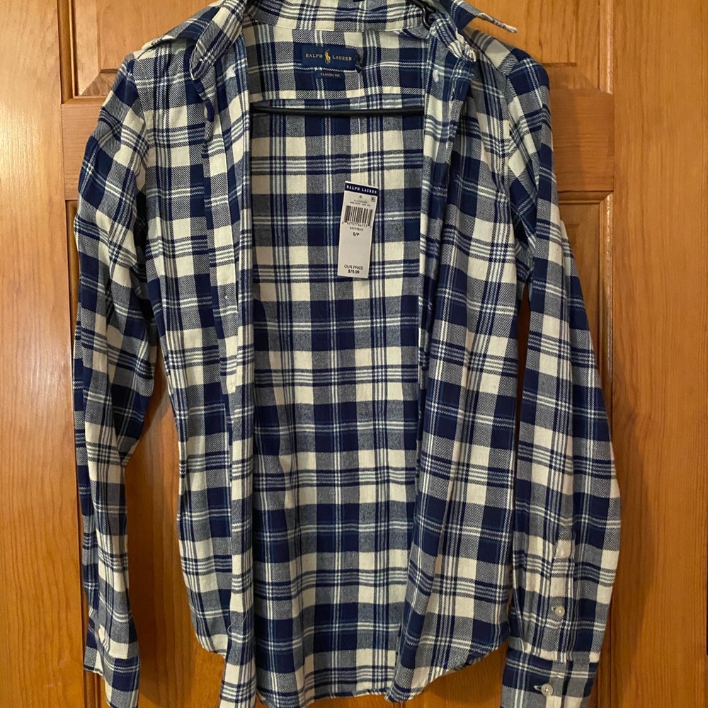 Ralph Lauren Blue and White Flannel
